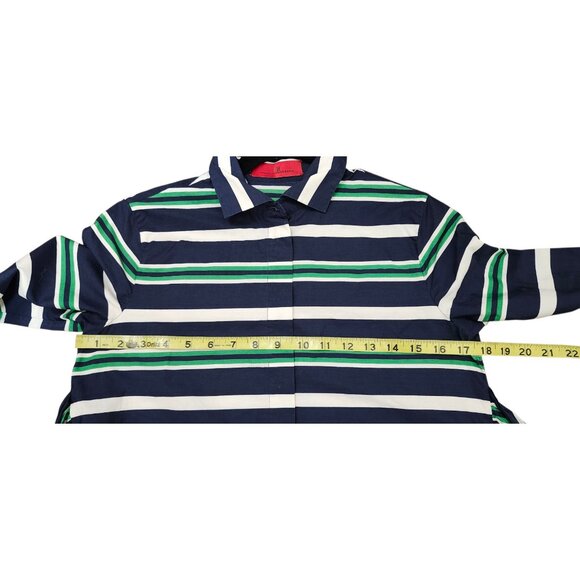Carolina Herrera Striped Cotton Belted Shirt Dress Top 2 Multicolor Button Down - Picture 11 of 15